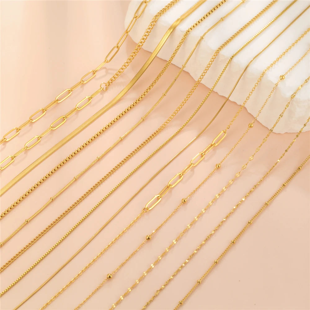 Gold Color Chain Necklace Women Minimalist Cuban Paperclip