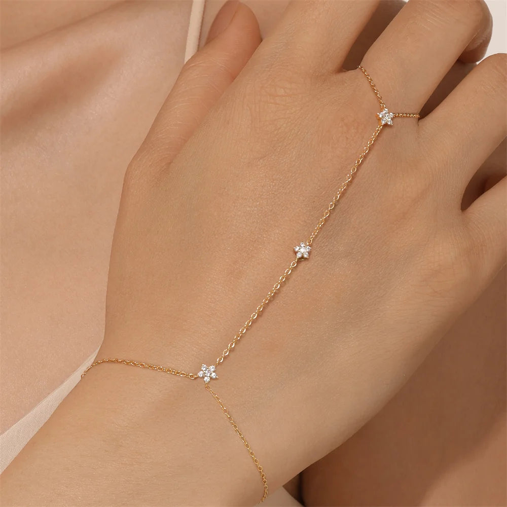 Sterling Silver INS Horse's Eye Zircon Charm Bracelet