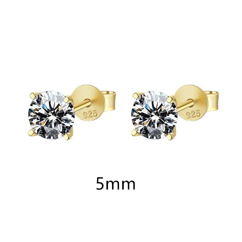 0.5-1.2 Carat D Color Moissanite Ear Stud Earrings For Women 925 Sterling Silver Sparkling