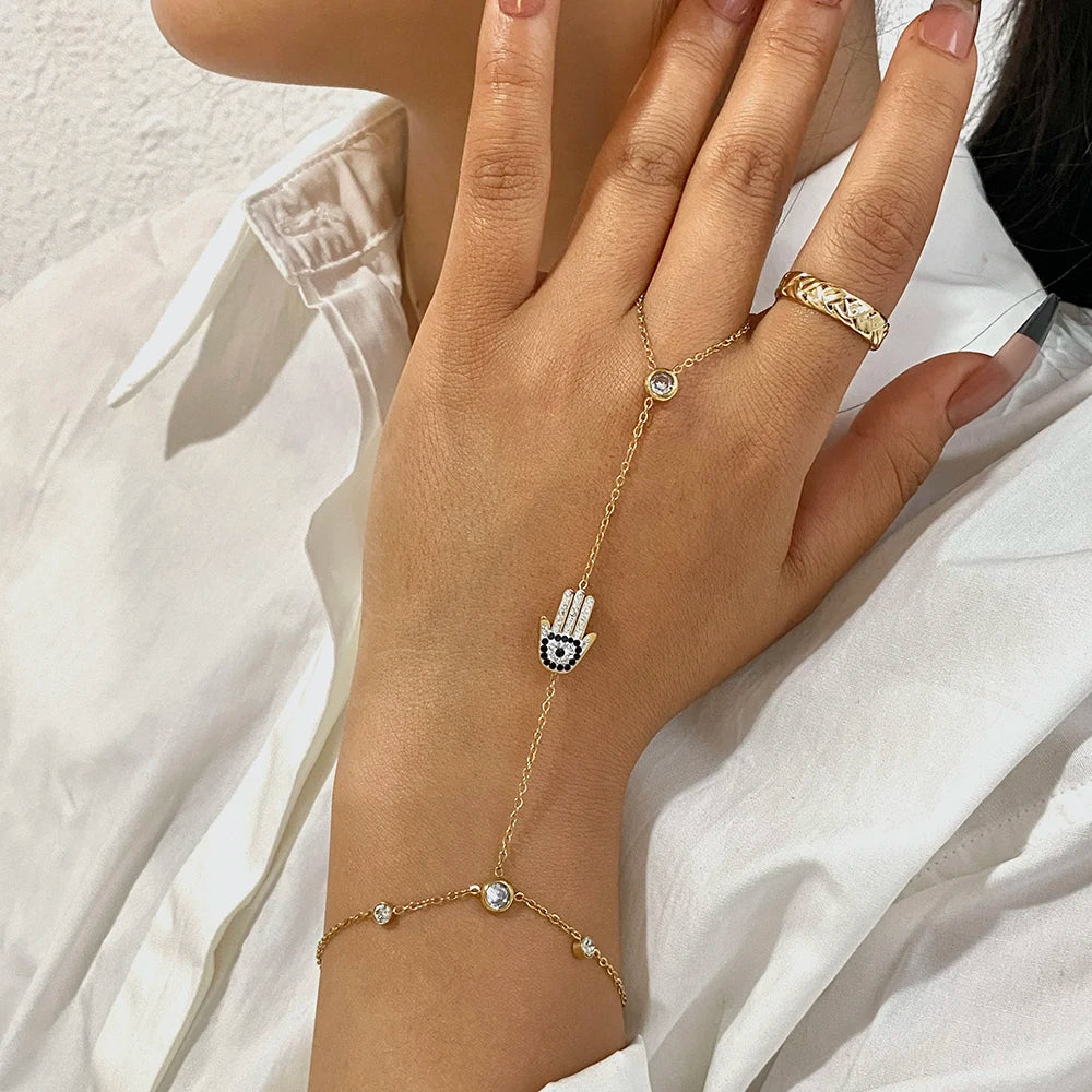 Devil's Eye Palm Zircon Chain Bracelet