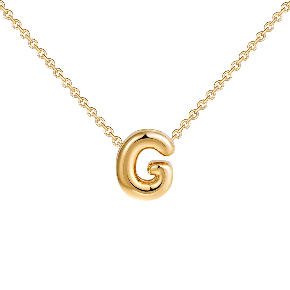 Dainty Mini Bubble Letter Necklace Gold Plated