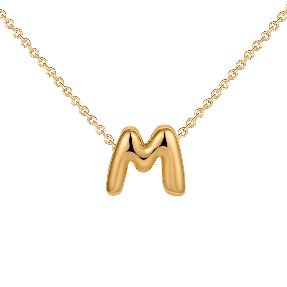 Dainty Mini Bubble Letter Necklace Gold Plated