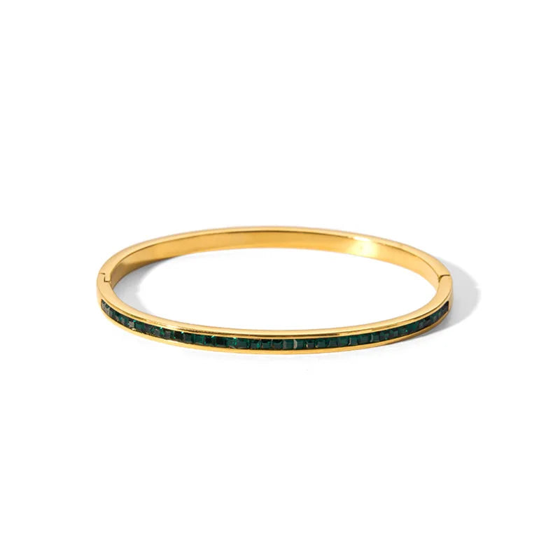 Waterproof Cubic Zirconia Bangles Stainless Steel Bracelets Tarnish Free  Jewelry for Women
