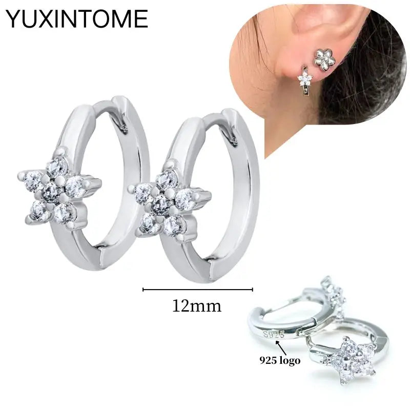 Sterling Silver White Crystal Earrings