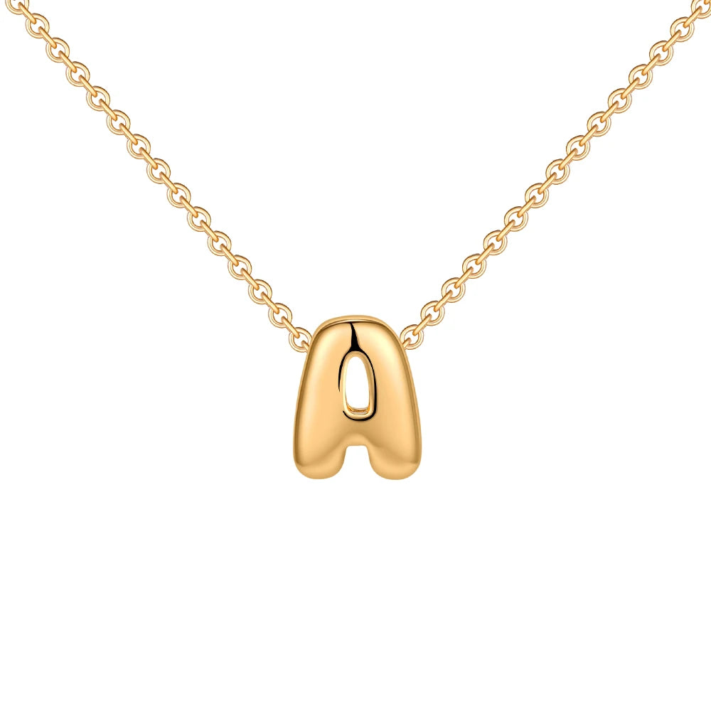 Dainty Mini Bubble Letter Necklace Gold Plated