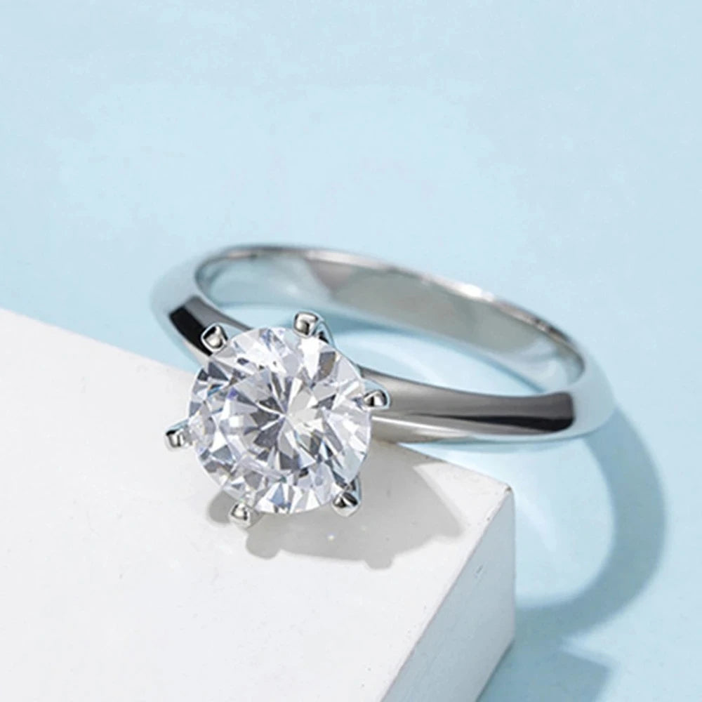 Classic D Moissanite Six Claw Ring S925 Sterling Silver