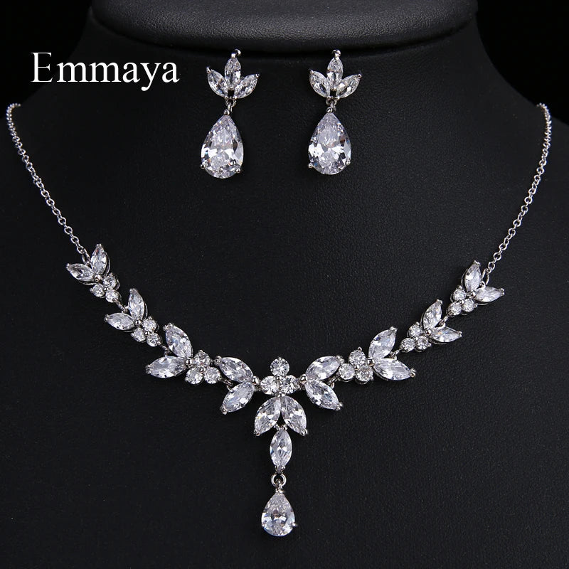 Emmaya Exquisite Jewelry Sets  Cubic Zircon Stud Earrings & Necklace