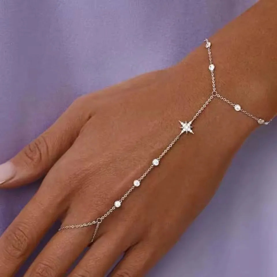 Shiny Six-pointed Star Finger Mitten Bracelet