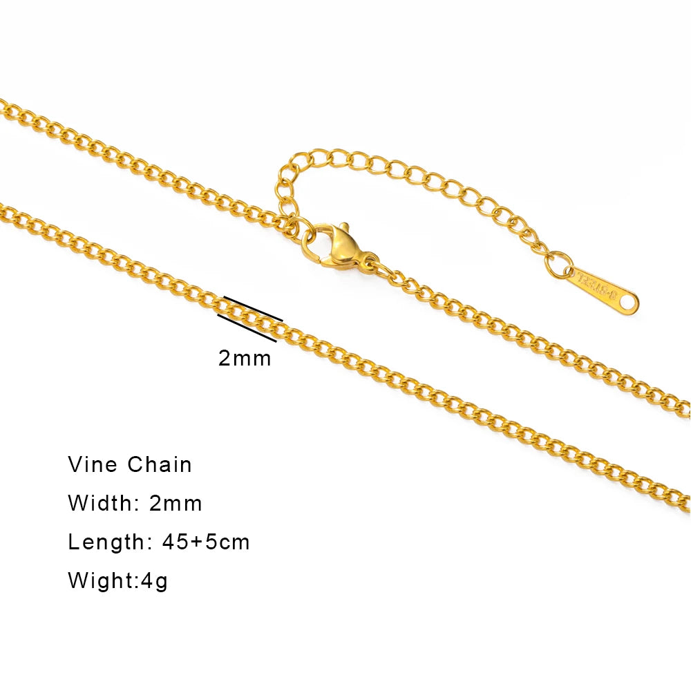 Gold Color Chain Necklace Women Minimalist Cuban Paperclip