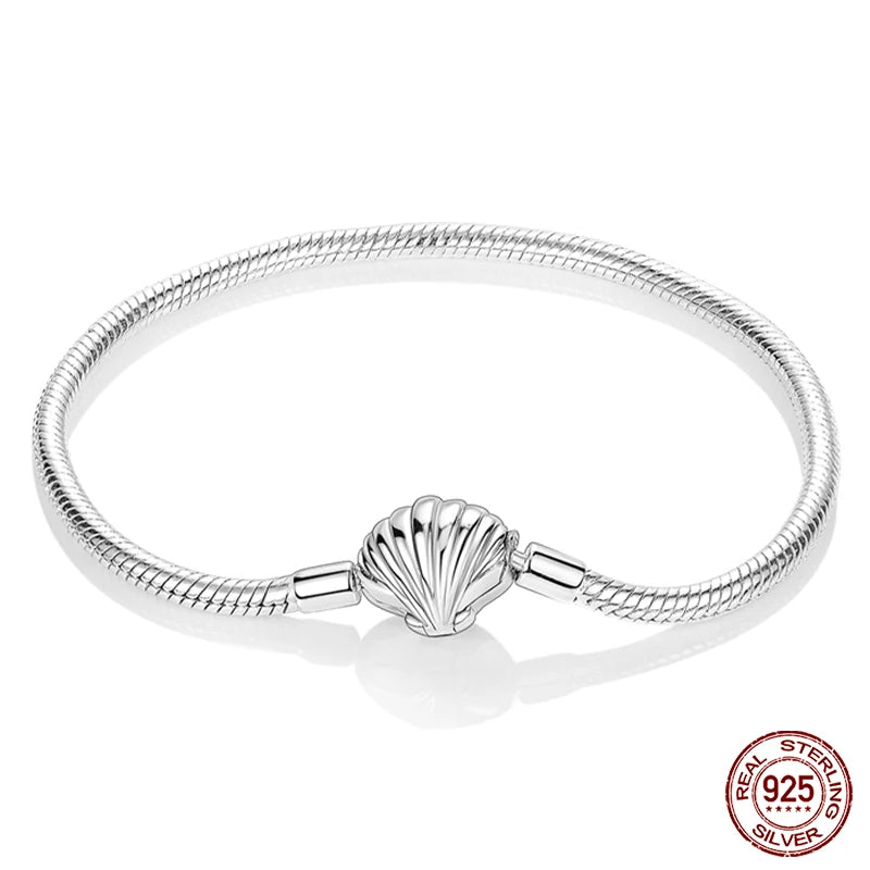 Bracelet Silver 925  17-20CM Star Moon Sun Four Leaf Clover Green Zircon