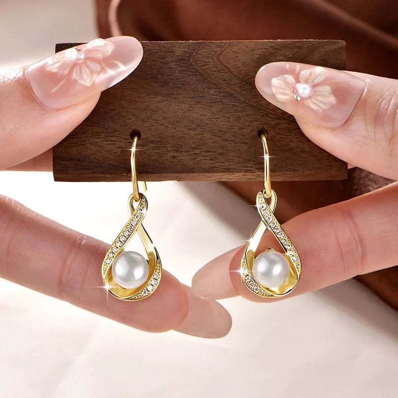Infinity D Moissanite Dangle Hook Earrings