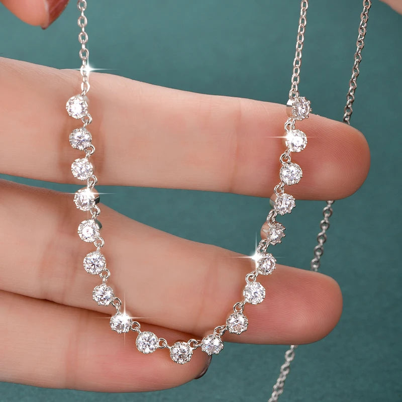 14K Gold Filled 3mm Moissanite Bubble-Style Necklace with Certified