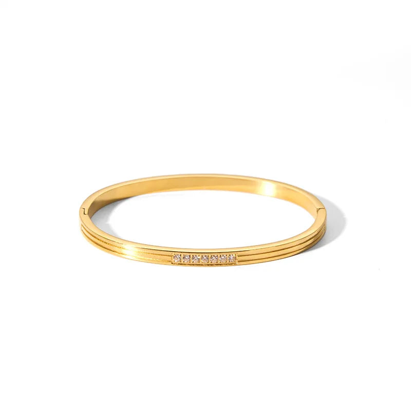 Waterproof Cubic Zirconia Bangles Stainless Steel Bracelets Tarnish Free  Jewelry for Women