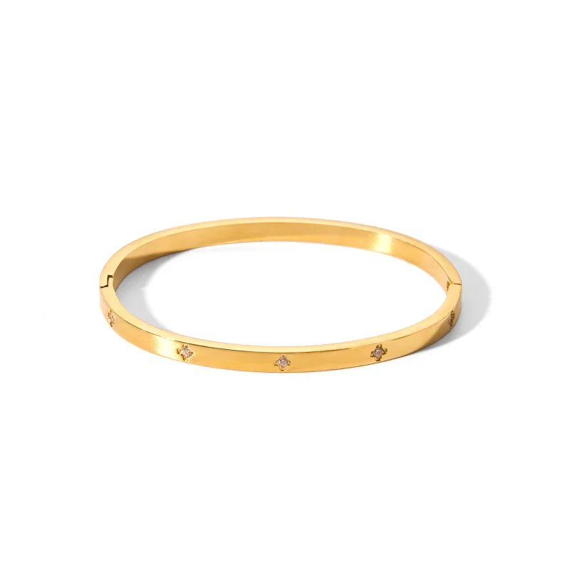 Waterproof Cubic Zirconia Bangles Stainless Steel Bracelets Tarnish Free  Jewelry for Women