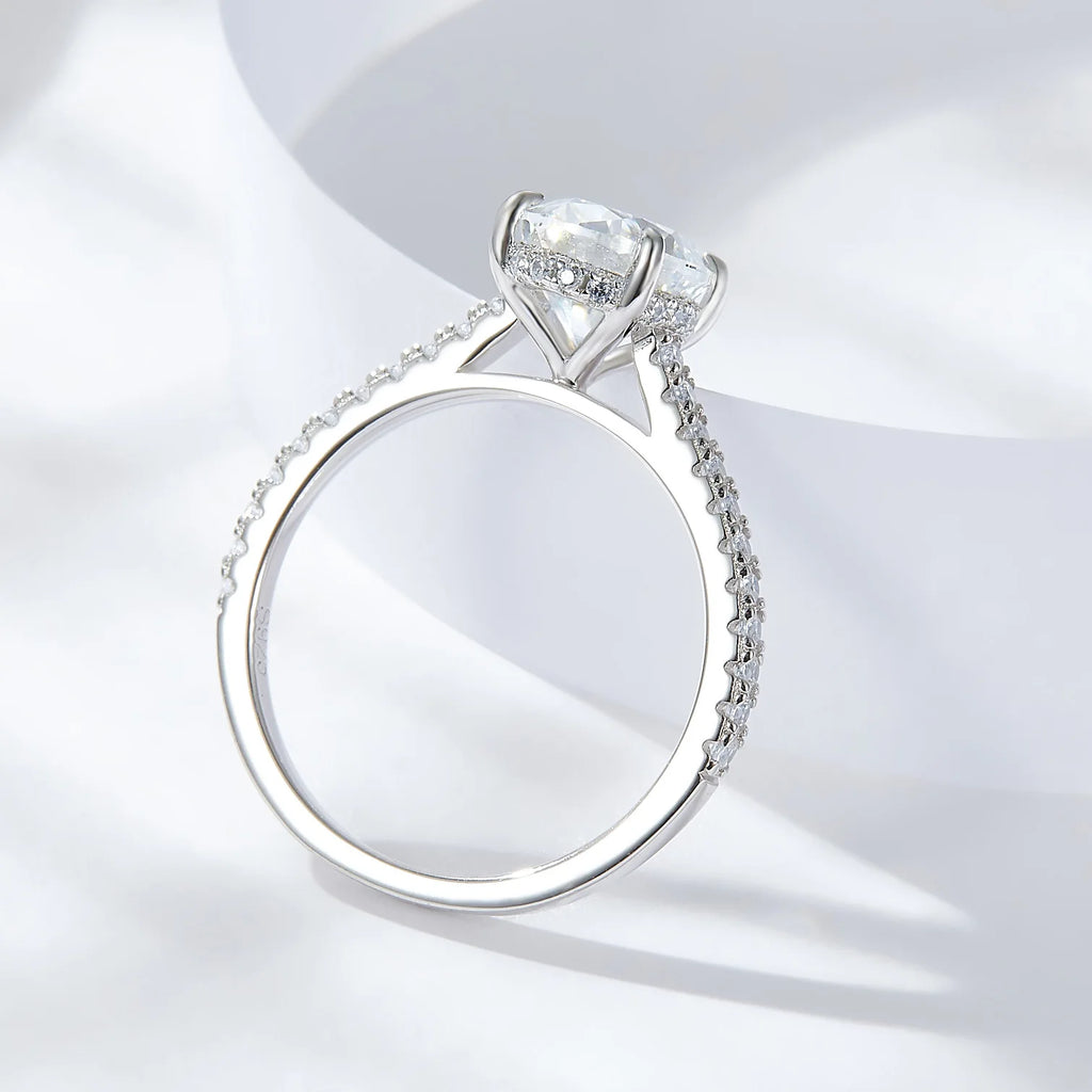 925 sterling silver single high-end moissanite oval ring