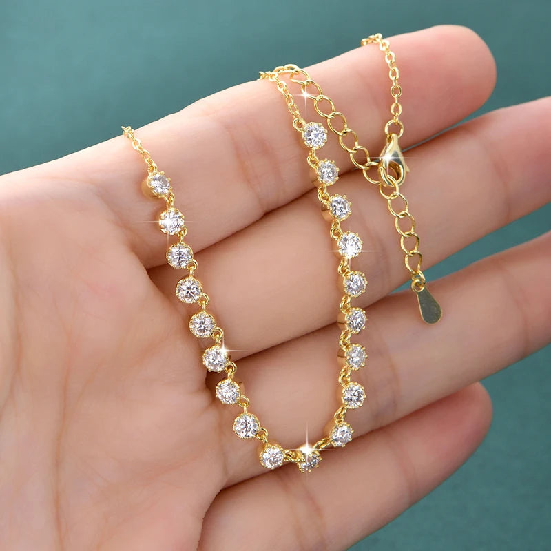 14K Gold Filled 3mm Moissanite Bubble-Style Necklace with Certified