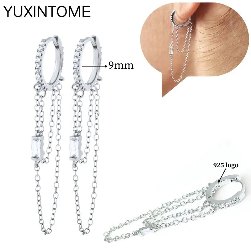 Sterling Silver White Crystal Earrings