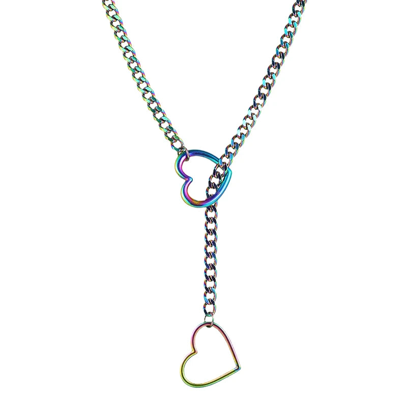 Heart O-ring Slip Chain For Women Y-Necklace
