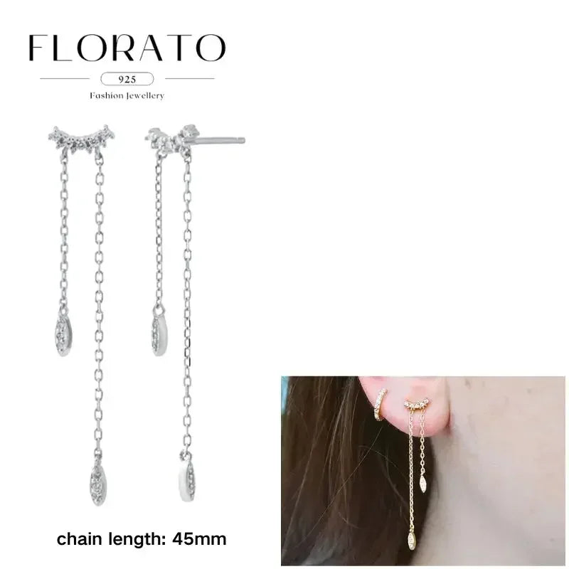 Earrings Chain Tassel Pendant Zircon