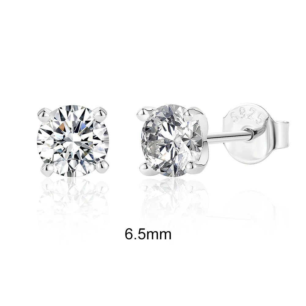 0.5-1.2 Carat D Color Moissanite Ear Stud Earrings For Women 925 Sterling Silver Sparkling
