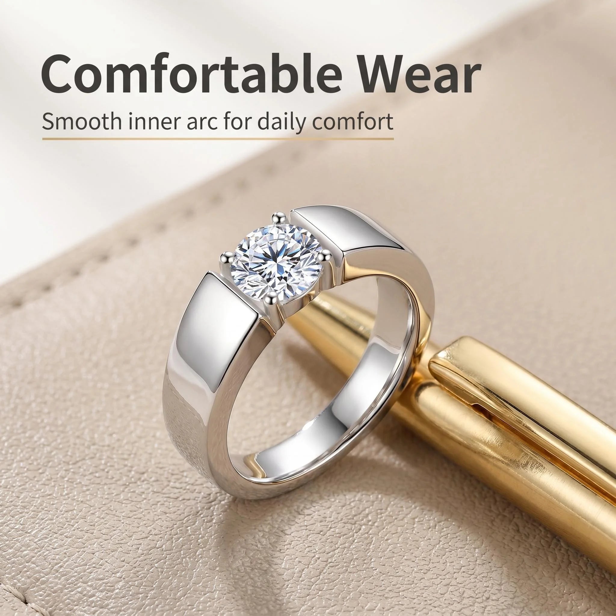 Moissanite Ring For Women 925 Silver Stone