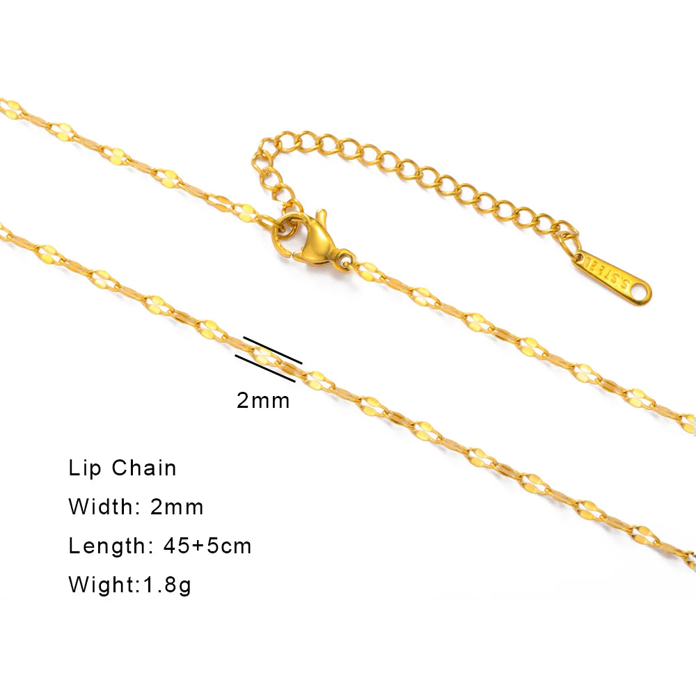 Gold Color Chain Necklace Women Minimalist Cuban Paperclip