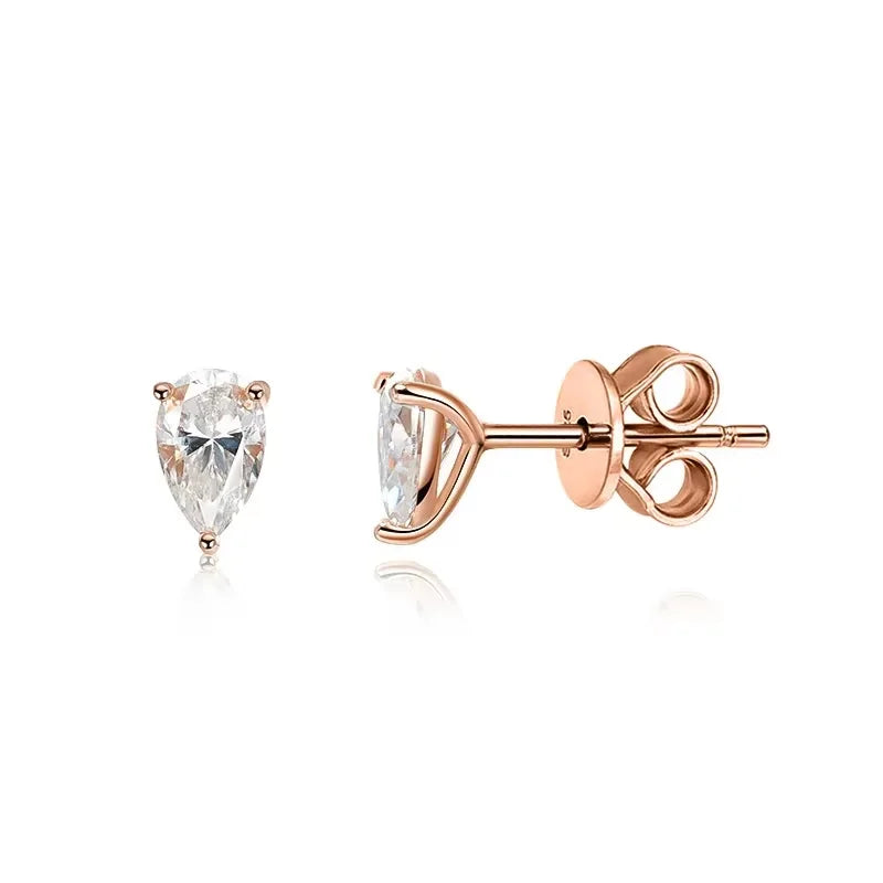 Smyoue 0.5CT 1CT Pear Cut Certified Moissanite Stud Earrings