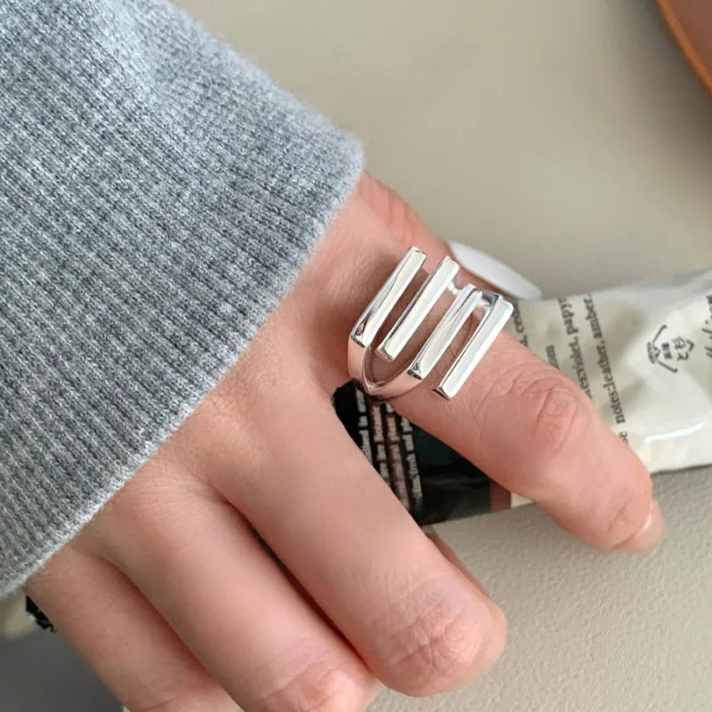 925 Sterling Silver Irregular Ring for Women Geometry Versatile Minimalism