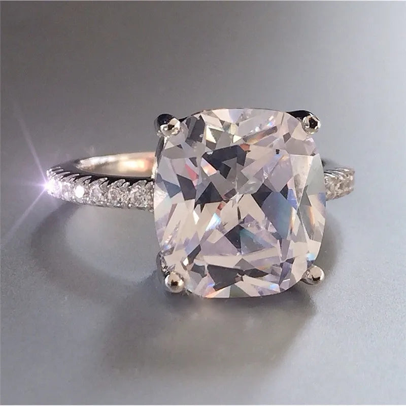 Luxury 925 Sterling SILVER Oval Square Simulated Diamond Rings