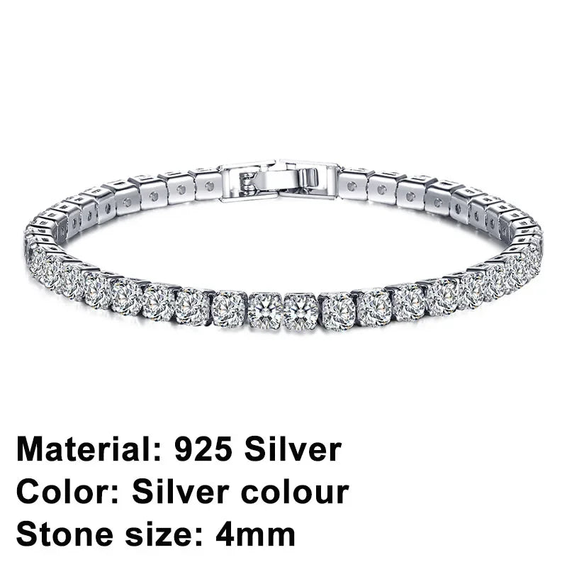 925 Sterling Silver Rose Gold Tennis Bracelet Sparkling Crystal
