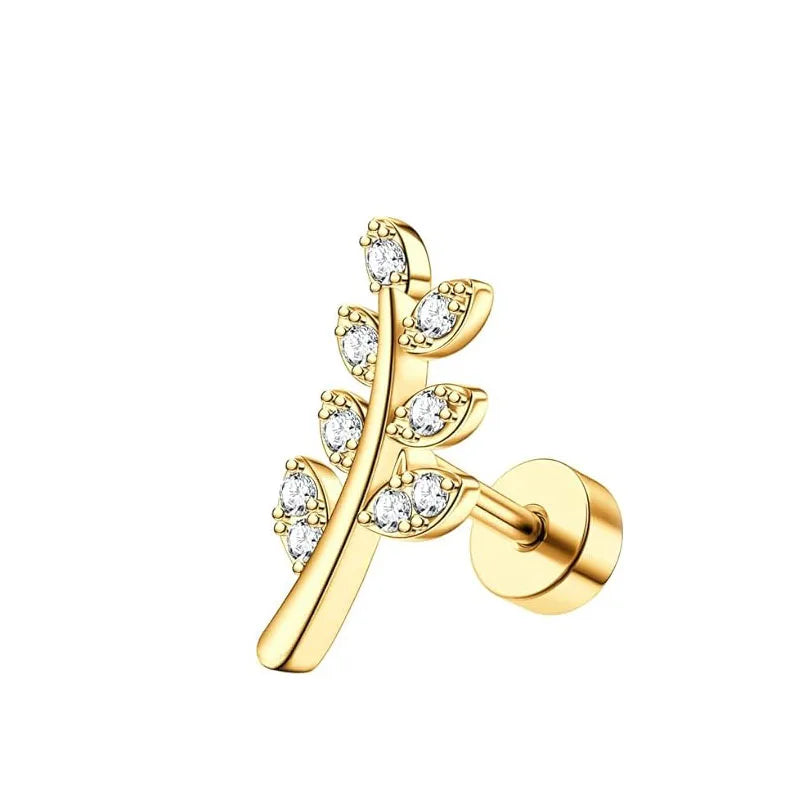 Bobisty 1pc 16G Cartilage Earring Stainless Steel Opal CZ Cartilage Conch Helix