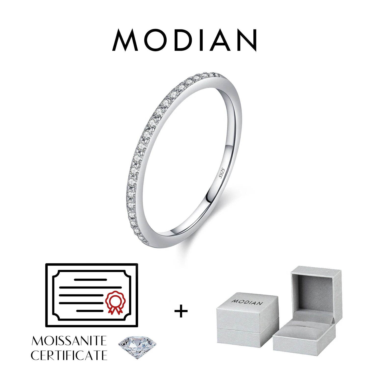 Eternity Moissanite Ring 925 Sterling Silver Sparkling