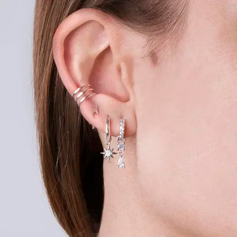 Sterling Silver White Crystal Earrings