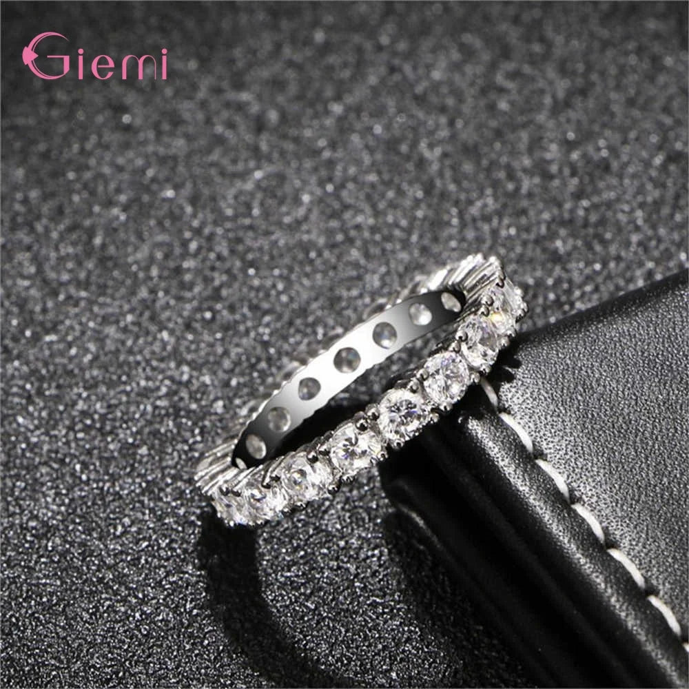 925 Silver Fancy Top Brand Stunning Stackable Zircon Paved Crystal Ring