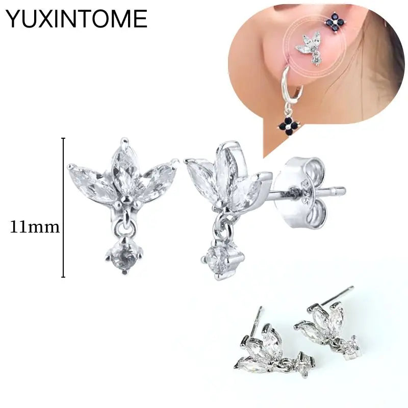 Sterling Silver White Crystal Earrings