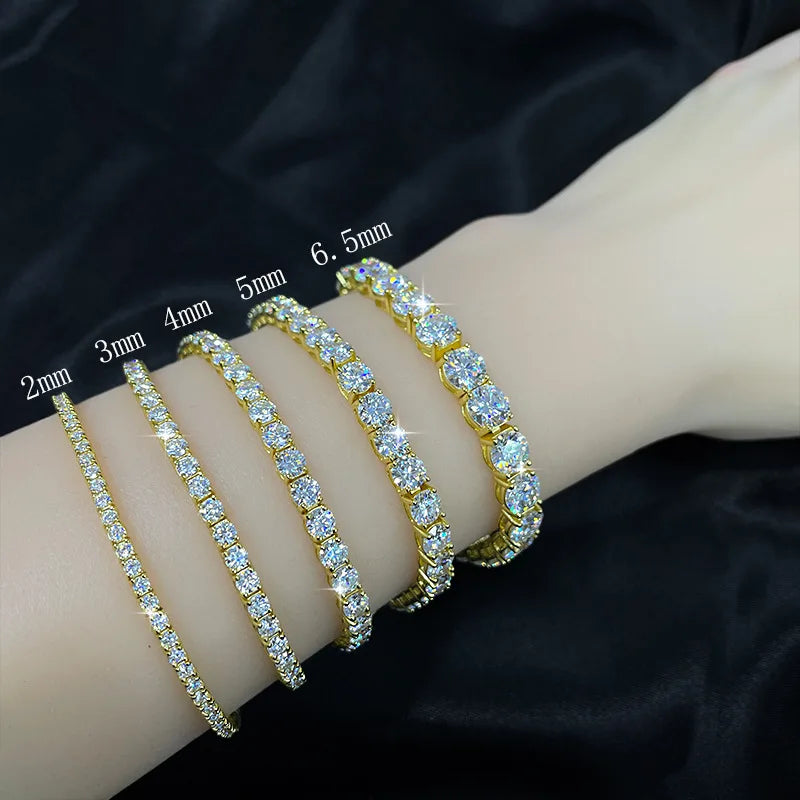 2mm Moissanite Tennis Bracelet Original s925 Sterling Silver Plated 18k White Gold
