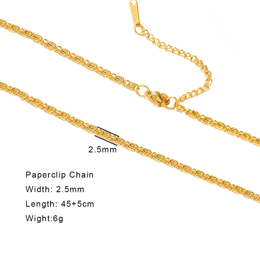 Gold Color Chain Necklace Women Minimalist Cuban Paperclip