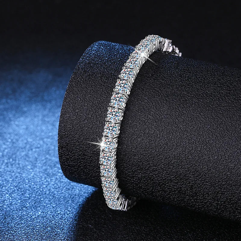 925 Sterling Silver Moissanite Bracelet 3mm D VVS1 Diamond with GRA for Women