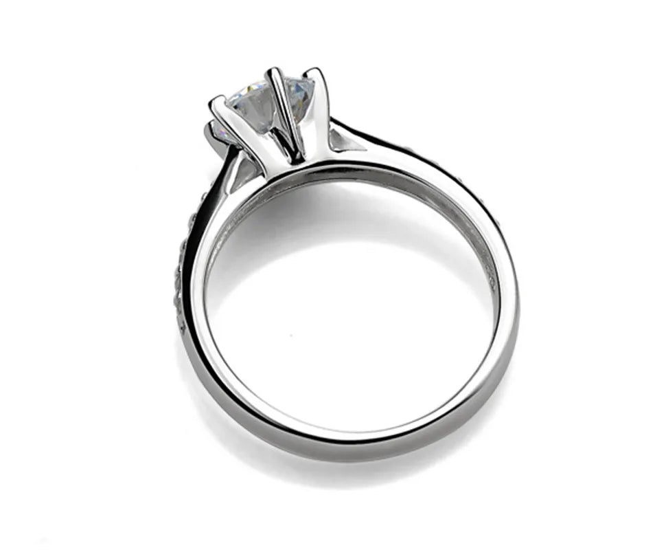 Luxury 925 Sterling Silver Classic Ring for Women Six claw jewelry simple 70ct diamond ring