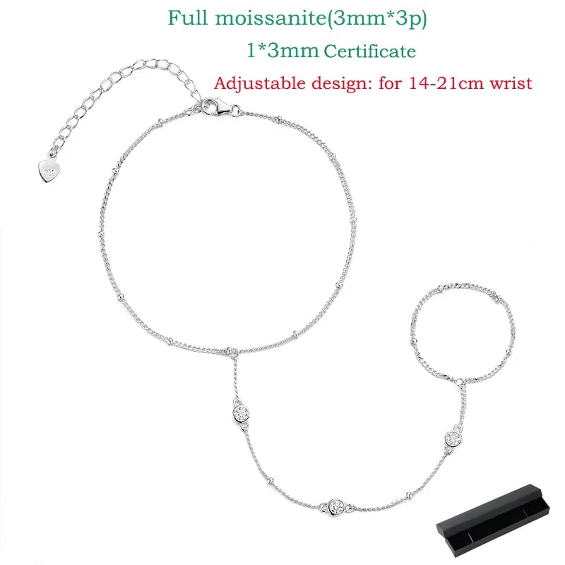 3MM Moissanite Bracelet 925 Sterling Silver Plated 18K