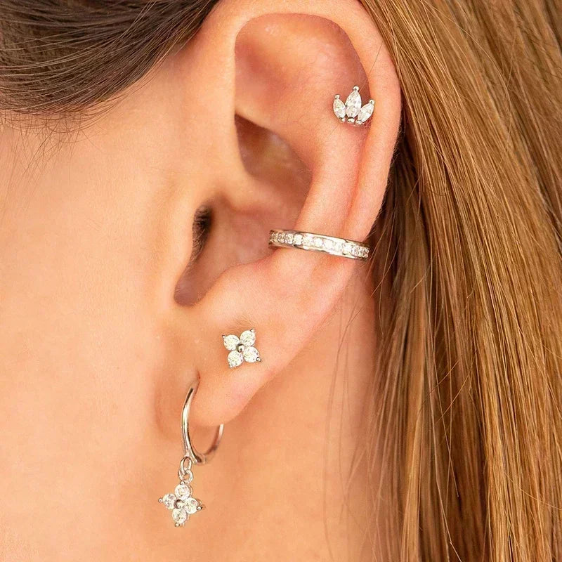 Sterling Silver White Crystal Earrings