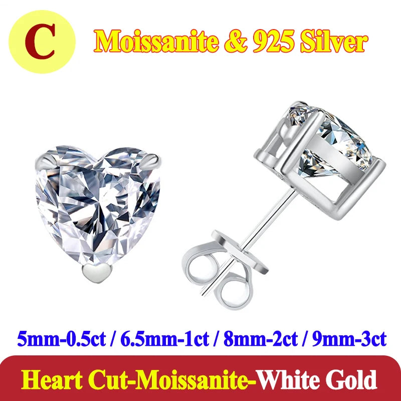 Luxury 0.5-3 Carats Marquise Heart Pear Moissanite Women Diamond Earring