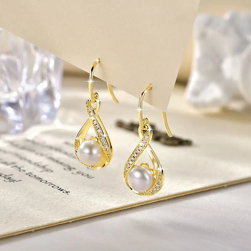 Infinity D Moissanite Dangle Hook Earrings