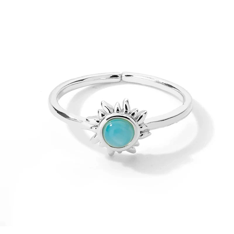 Stainless Steel Lotus Flower Ring for Women Gold Color Vintage Stone Opal Oval
