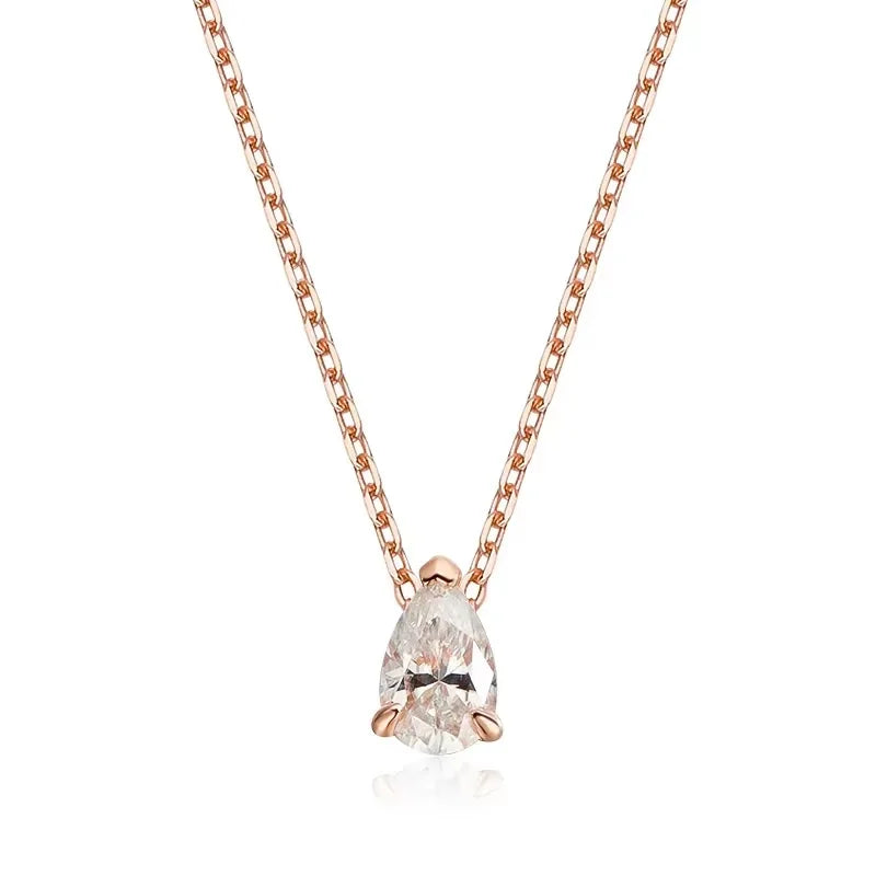 Smyoue 1-4CT Pear Cut Moissanite Pendant Necklace for Women Girls 3 Designs Lab Diamond Wedding Silver 925 Chains Fine Jewelry