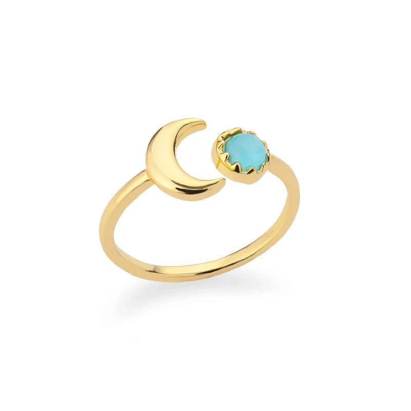 Stainless Steel Lotus Flower Ring for Women Gold Color Vintage Stone Opal Oval