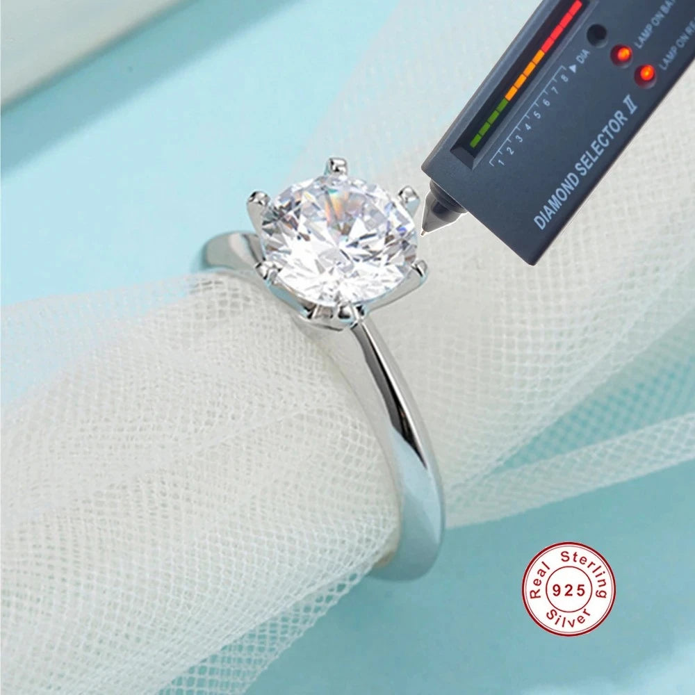 Classic D Moissanite Six Claw Ring S925 Sterling Silver