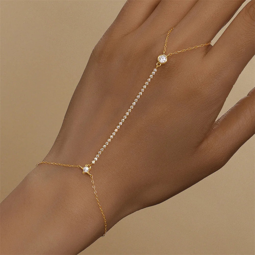 Sterling Silver INS Horse's Eye Zircon Charm Bracelet
