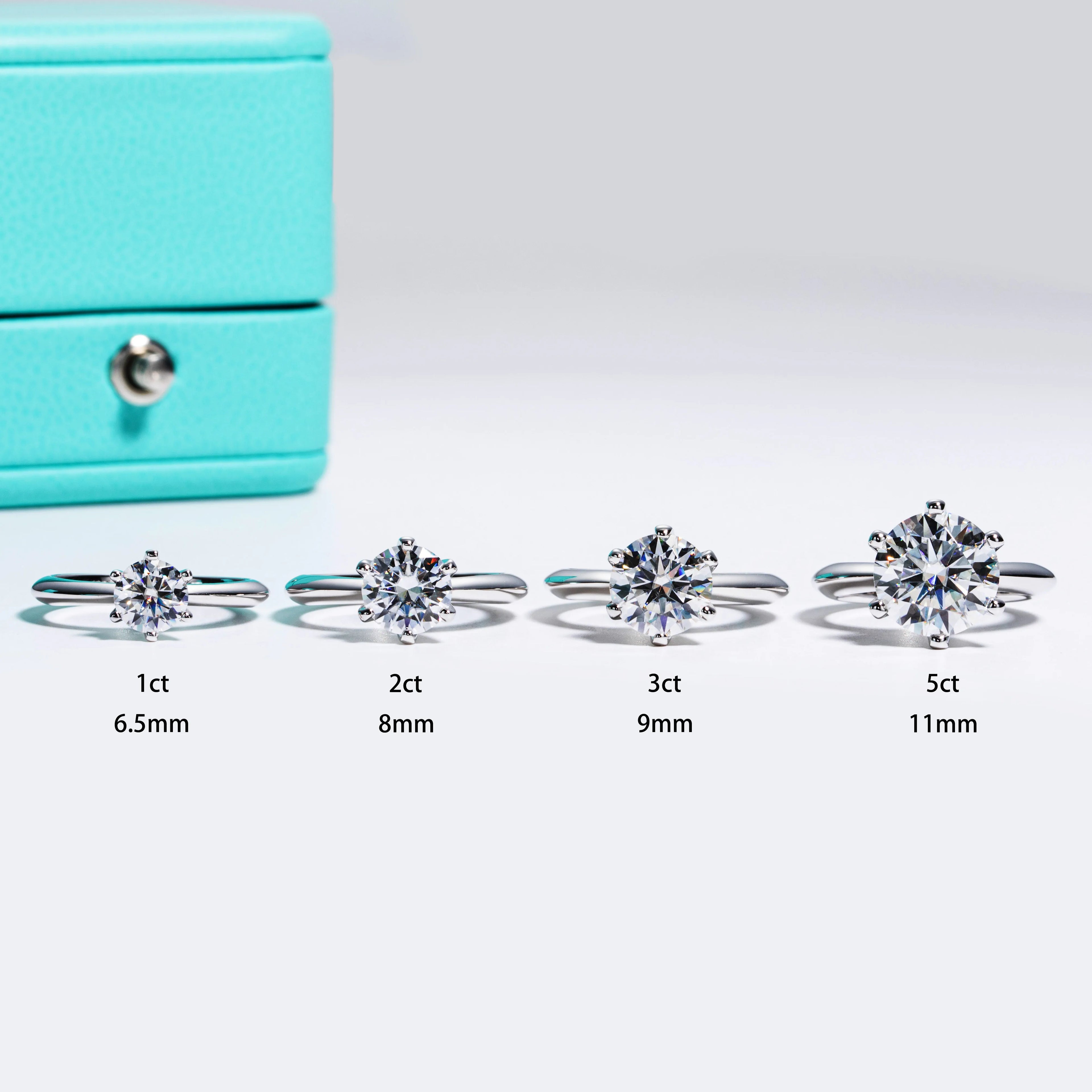 1‑5CT D Color VVS1 Moissanite Ring
