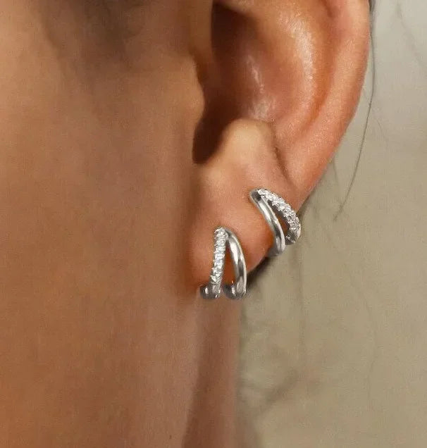 8pcs Fashion Stainless Steel Crystal Circle Huggie